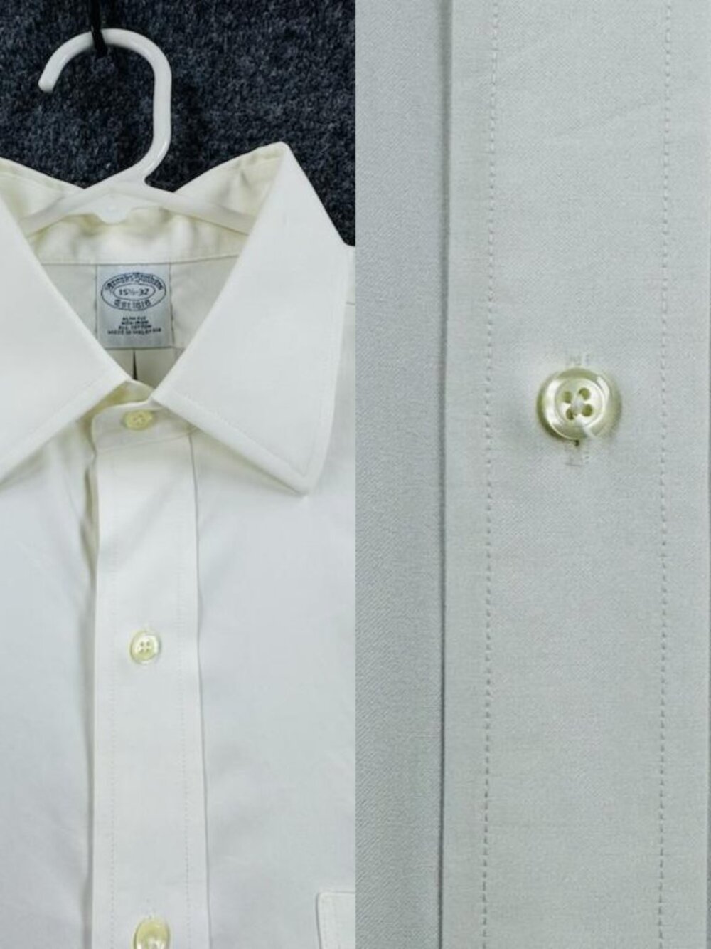Brooks Brothers 15.5 32 Point Slim Non-Iron All Cotton Ivory Solid Office Mens